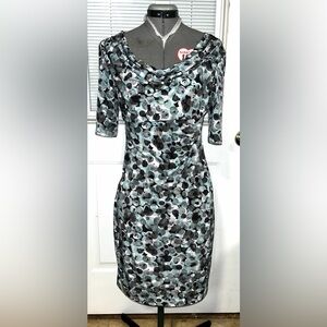 connected apparel Mint & Gray Cowl Neck Sheath Dress